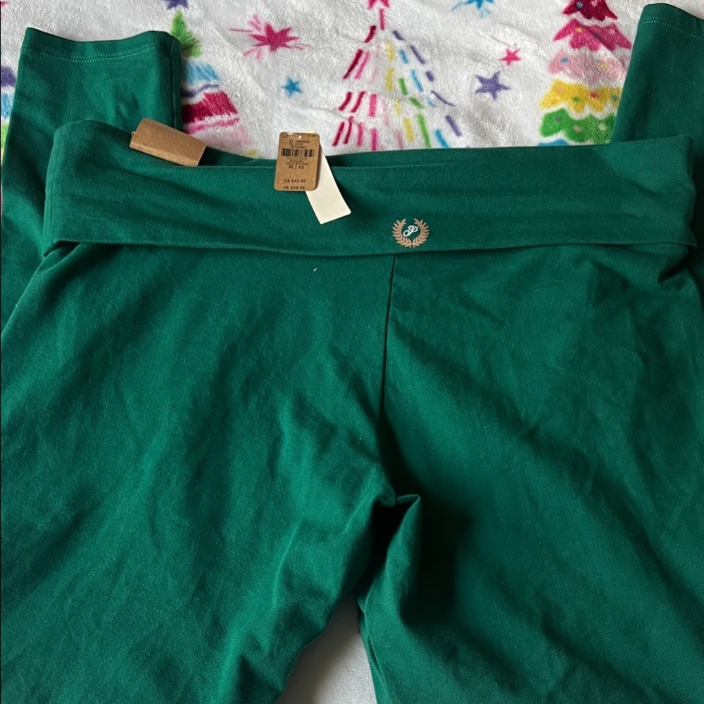 Pink by Victoria Secret Green Fold-Over Waist Leggings